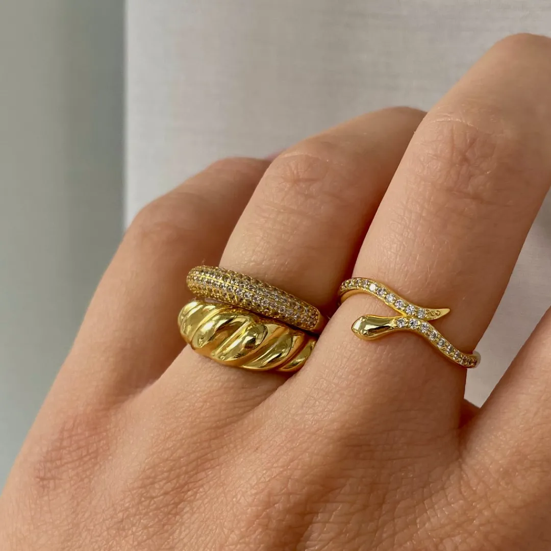 Nava Copenhagen Ringe>Boa Ring - Gold Plated
