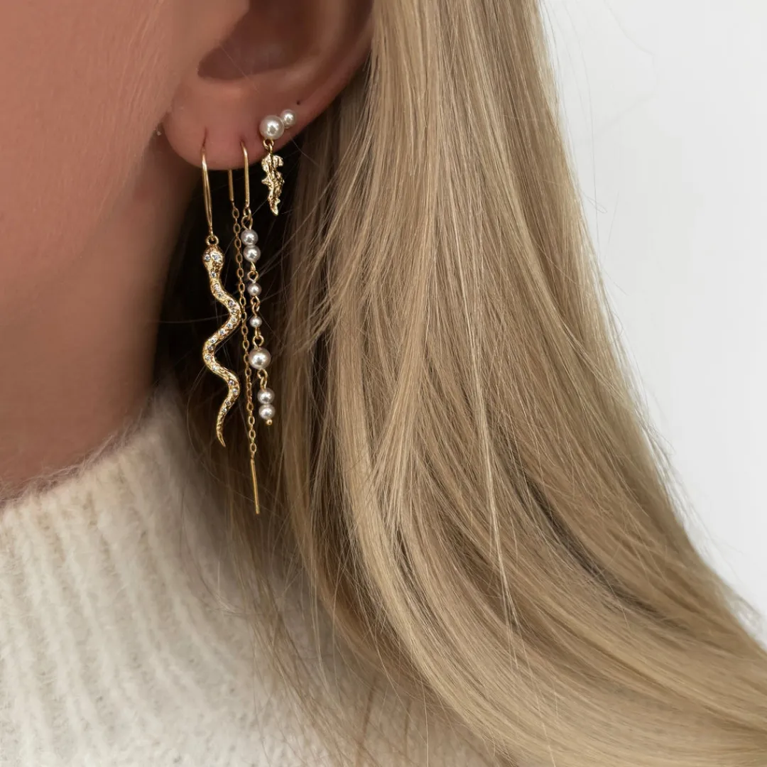 Nava Copenhagen Øretråde | Øreringe>Ekans Earrings - Gold plated