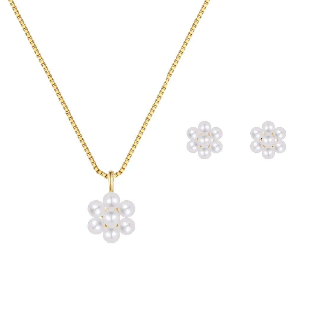 Nava Copenhagen Halskæder | Øreringe>Jewelry Set | Coro Necklace &amp; Mehuli Earrings - Gold Plated