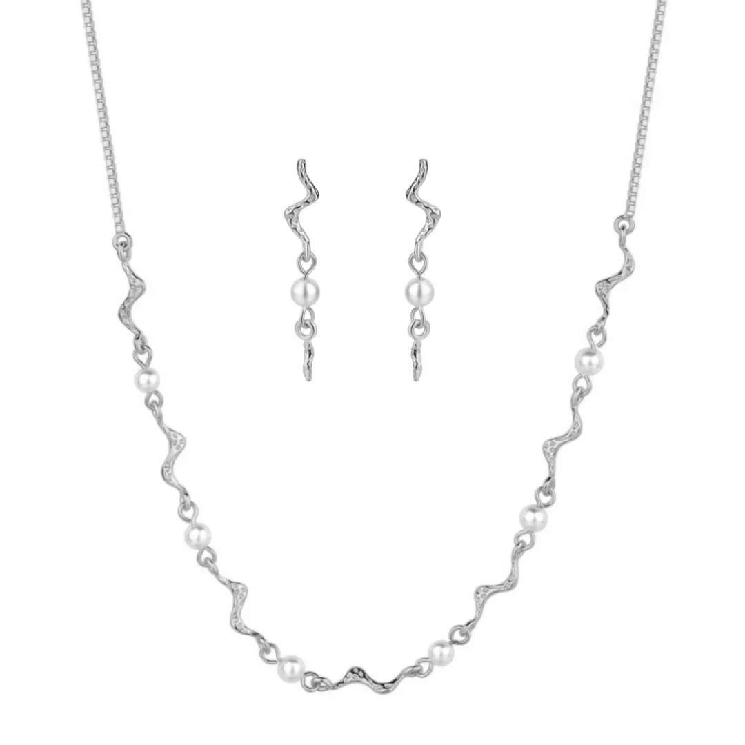Nava Copenhagen Halskæder | Øreringe>Jewelry Set | Lorelai Necklace & Aquarius Earrings - Silver