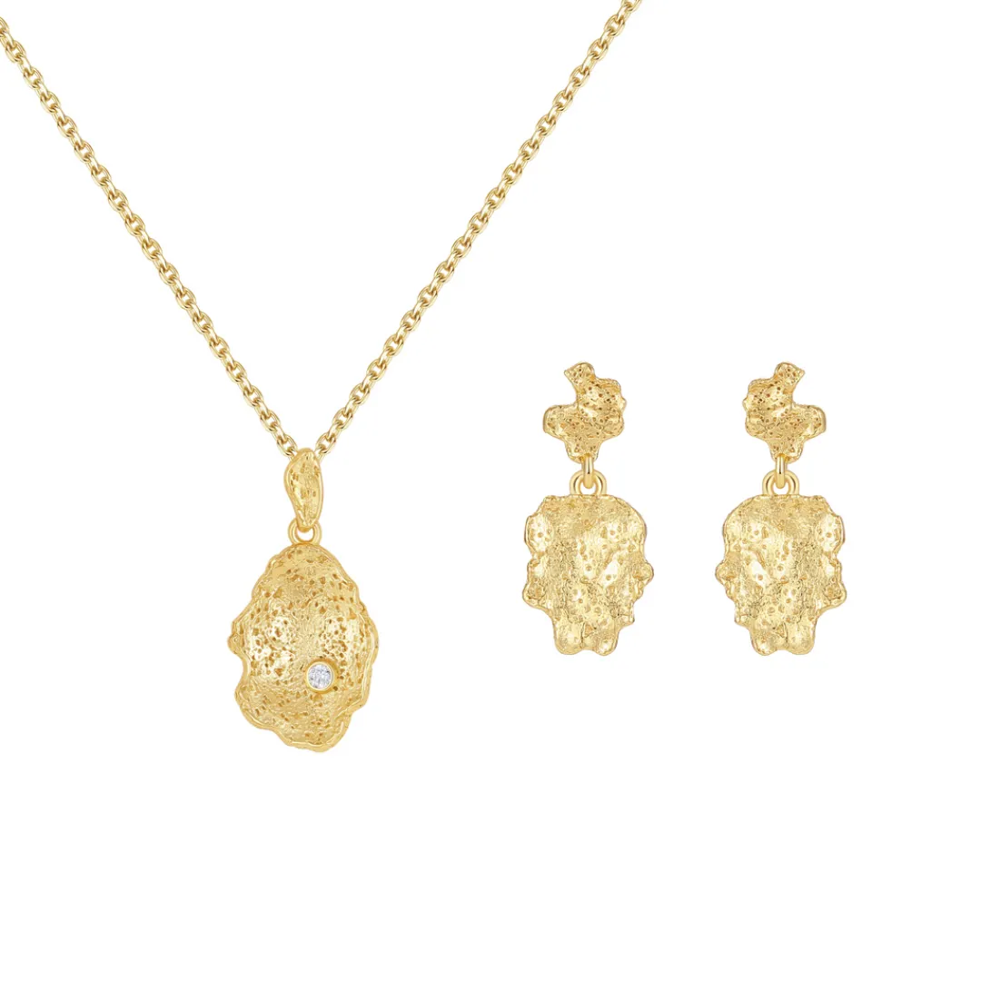 Nava Copenhagen Halskæder | Øreringe>Jewelry Set | Lorelai Necklace & Aquarius Earrings - Gold Plated