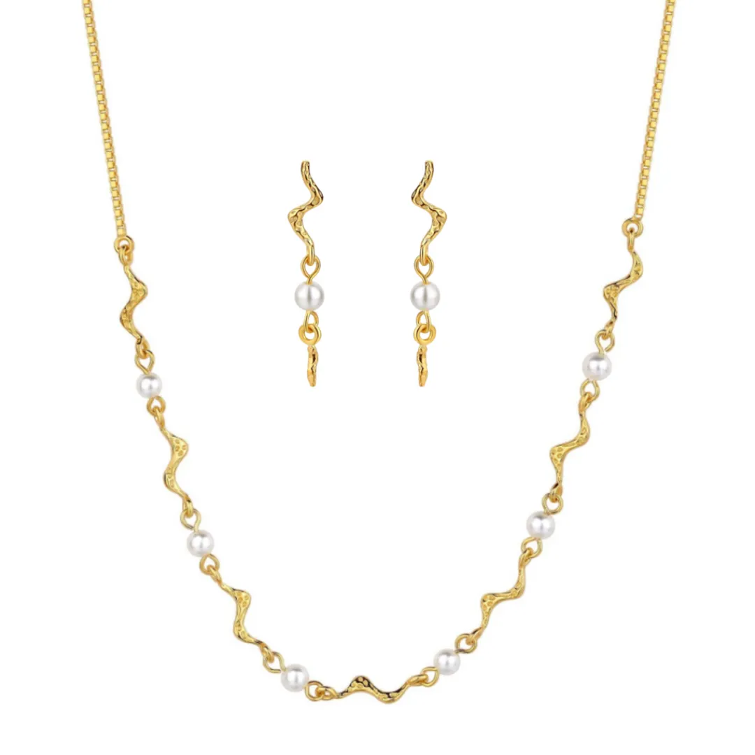 Nava Copenhagen Halskæder | Øreringe>Jewelry Set | Lorelai Necklace & Aquarius Earrings - Gold Plated