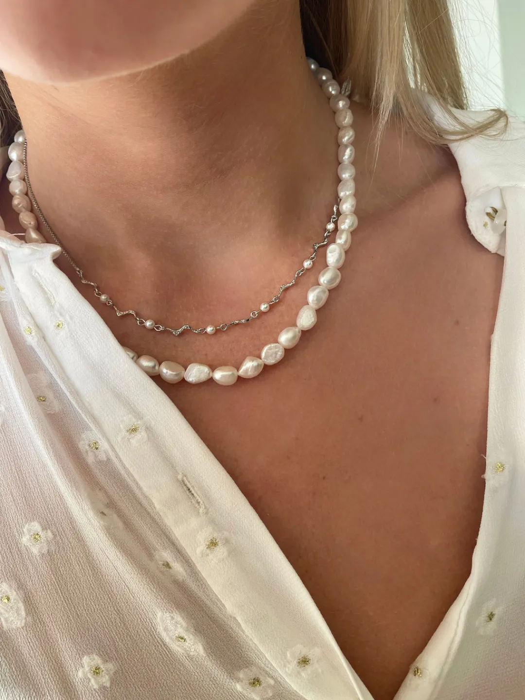 jewelry_set__lorelai_neck_3-1.webp Nava Copenhagen Halskæder | Øreringe>Jewelry Set | Lorelai Necklace & Aquarius Earrings - Silver