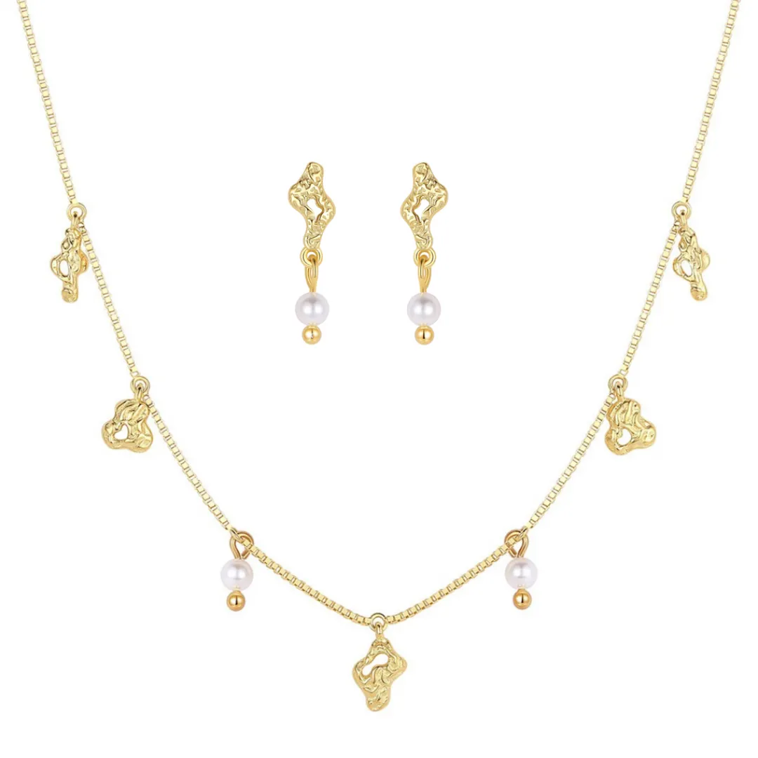 Nava Copenhagen Øreringe | Halskæder>Jewelry Set | Sedna Necklace &amp; Maree Earrings - Gold Plated